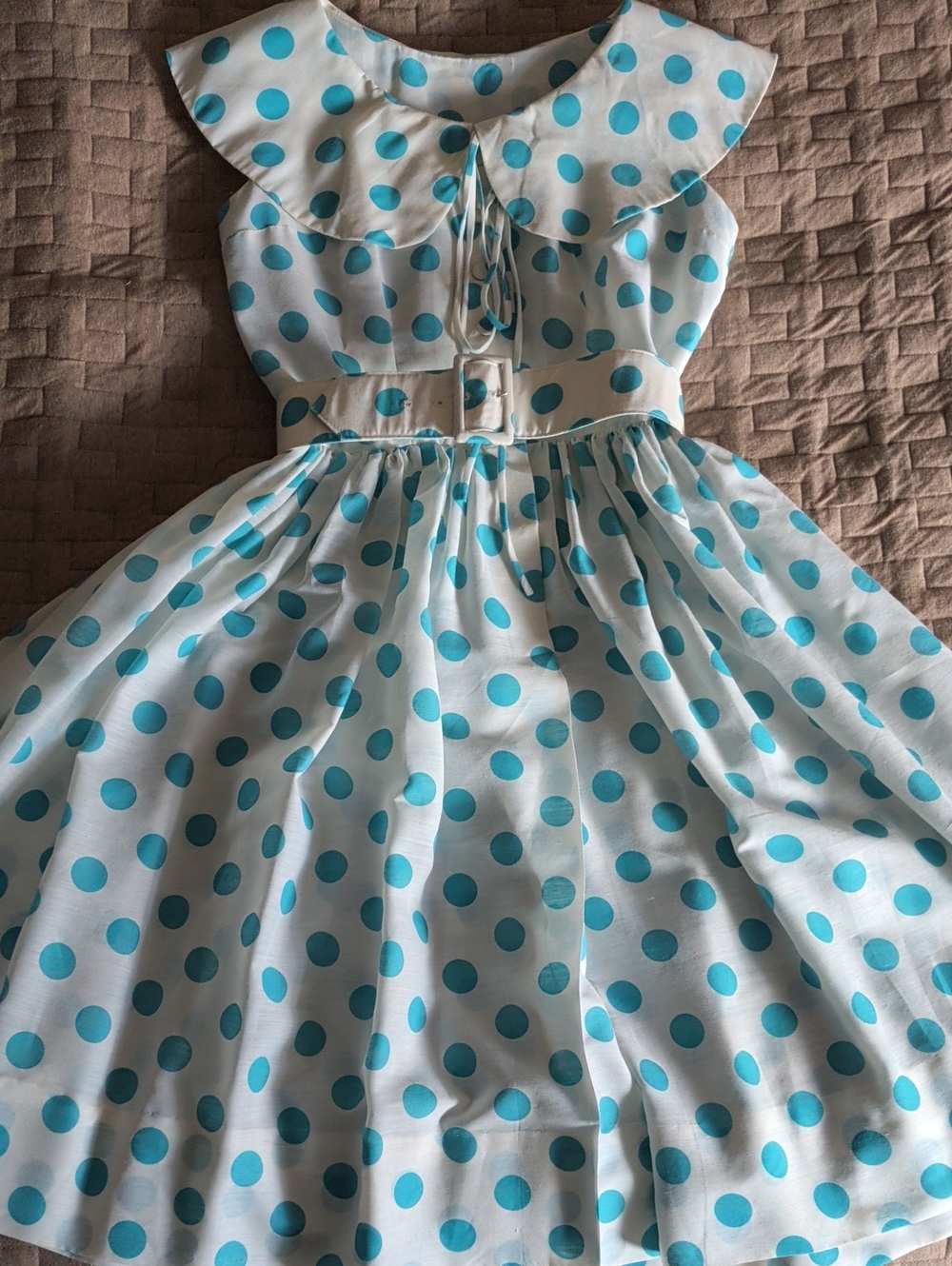 Girls Polka Dot Summer Dress - Blue & White